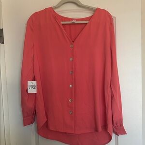 NWT Zenana Coral Button-Up Top